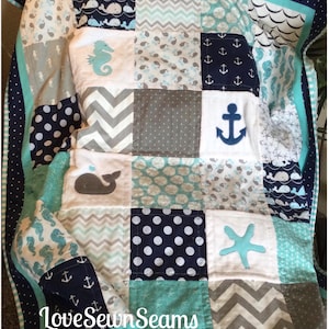 Nautical quilt/Baby quilt/Handmade quilt/Coastal quilt