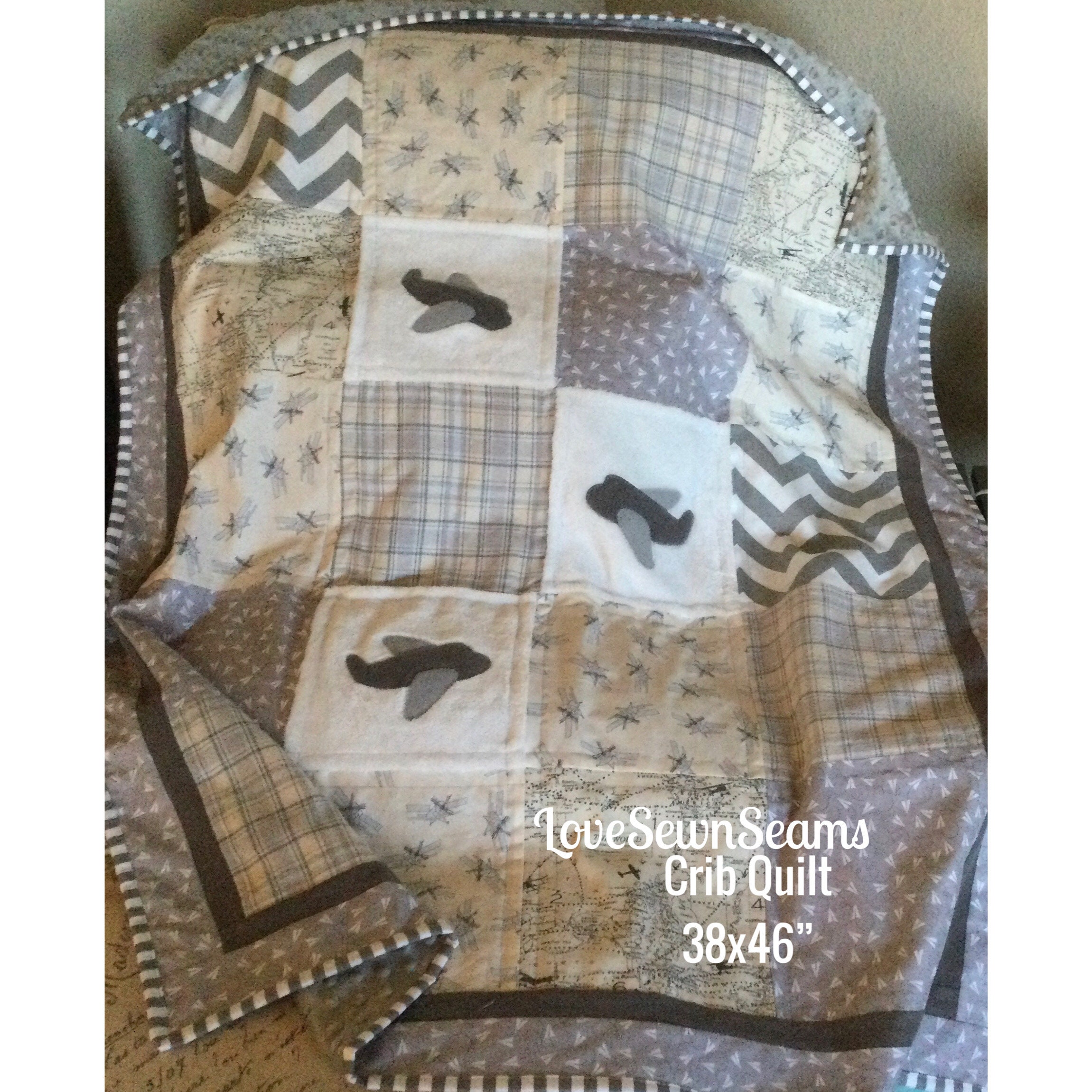 Airplane baby quilt deals