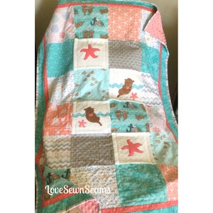 Sea Otter quilt/Lovey/Sea otter/baby quilt