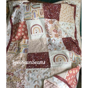 Boho rainbow quilt/Rainbow quilt/handmade baby quilt
