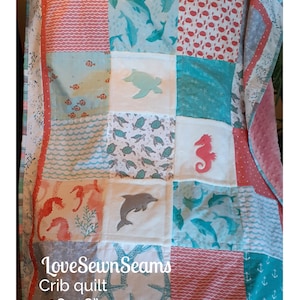 Ocean Life/Under Sea quilt/Coastal quilt/Dolphin quilt/Baby quilt/Sea Turtle quilt/Modern child’s quilt