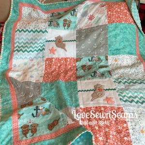 Sea Otter Quilt/Lovey/Seeotter/Baby Quilt