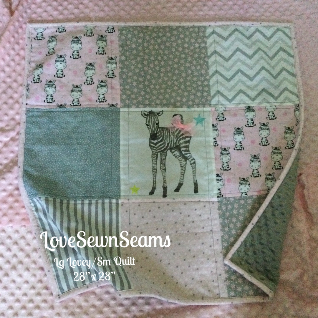 Zebra Lovey/zebra Quilt/small Quilt/lovey/zebra Security Blanket/zebra