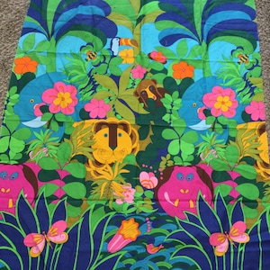 Jungle fabric panel/Cotton panel/Large safari panel 36x43”/Retro style