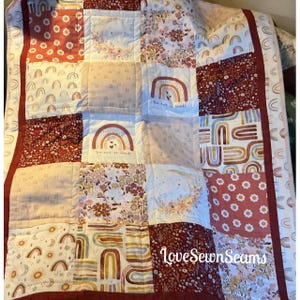 Boho rainbow quilt/Rainbow quilt/handmade baby quilt