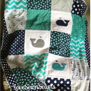 Nautical Baby Quilt/Modern Baby Quilt/Nautical Baby bedding image 5