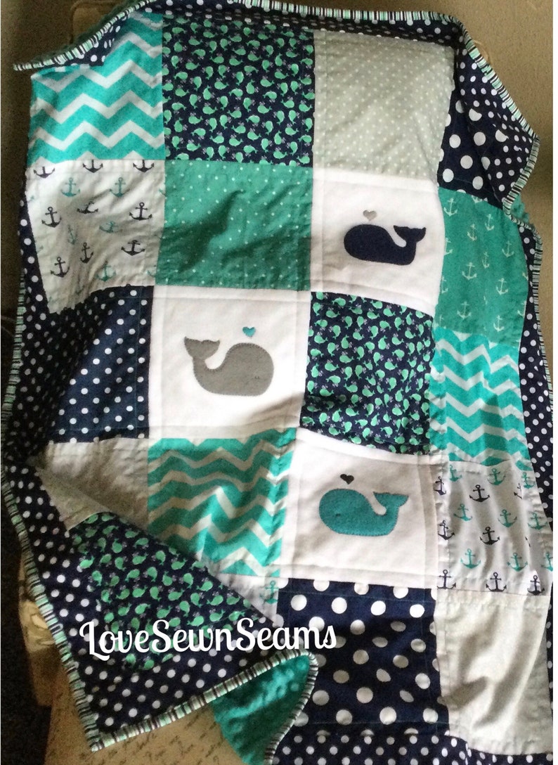 Nautical Baby Quilt/Modern Baby Quilt/Nautical Baby bedding image 5