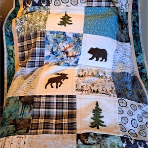 Woodland quilt/Rustic quilt/Forest animal quilt/Baby quilt
