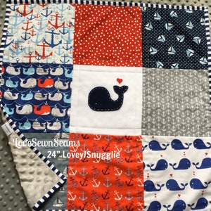 Nautical Quilt/Handmade baby quilt/Red White and blue quilt/Nautical baby quilt/Nautical pillow also available image 4