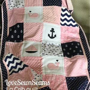 Baby girl Nautical quilt/Coastal quilt/Seashore quilt/Modern Baby quilt