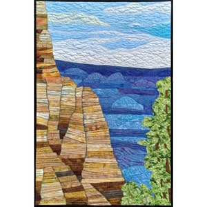 Grand Canyon Landscape Quilt Fiber Art. 24 x 36 inches. Collage Wall Decor Art Quilt. Textile Art Wall Hanging. Framed Art Quilt. OOAK Gift