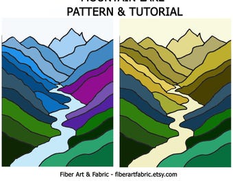 Zelfstudie liggend quiltpatroon: 18 x 24 bergmeermuur (pdf-download)