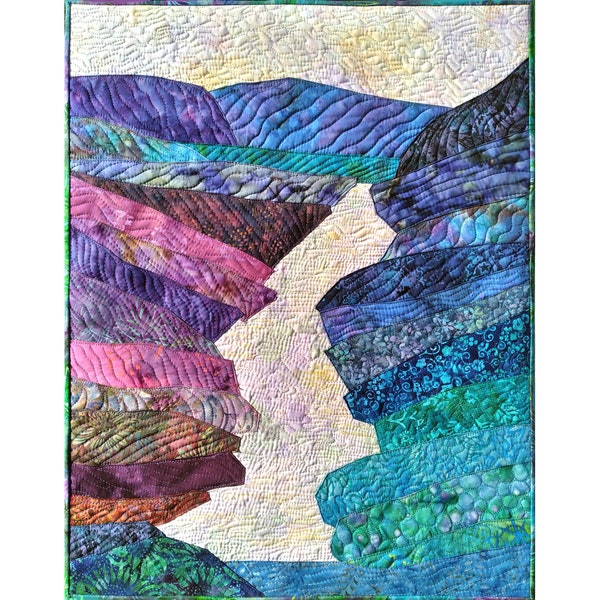 Quilt Art Wall Hanging: Landscape Fiber Art Tapestry (22x28 inches)