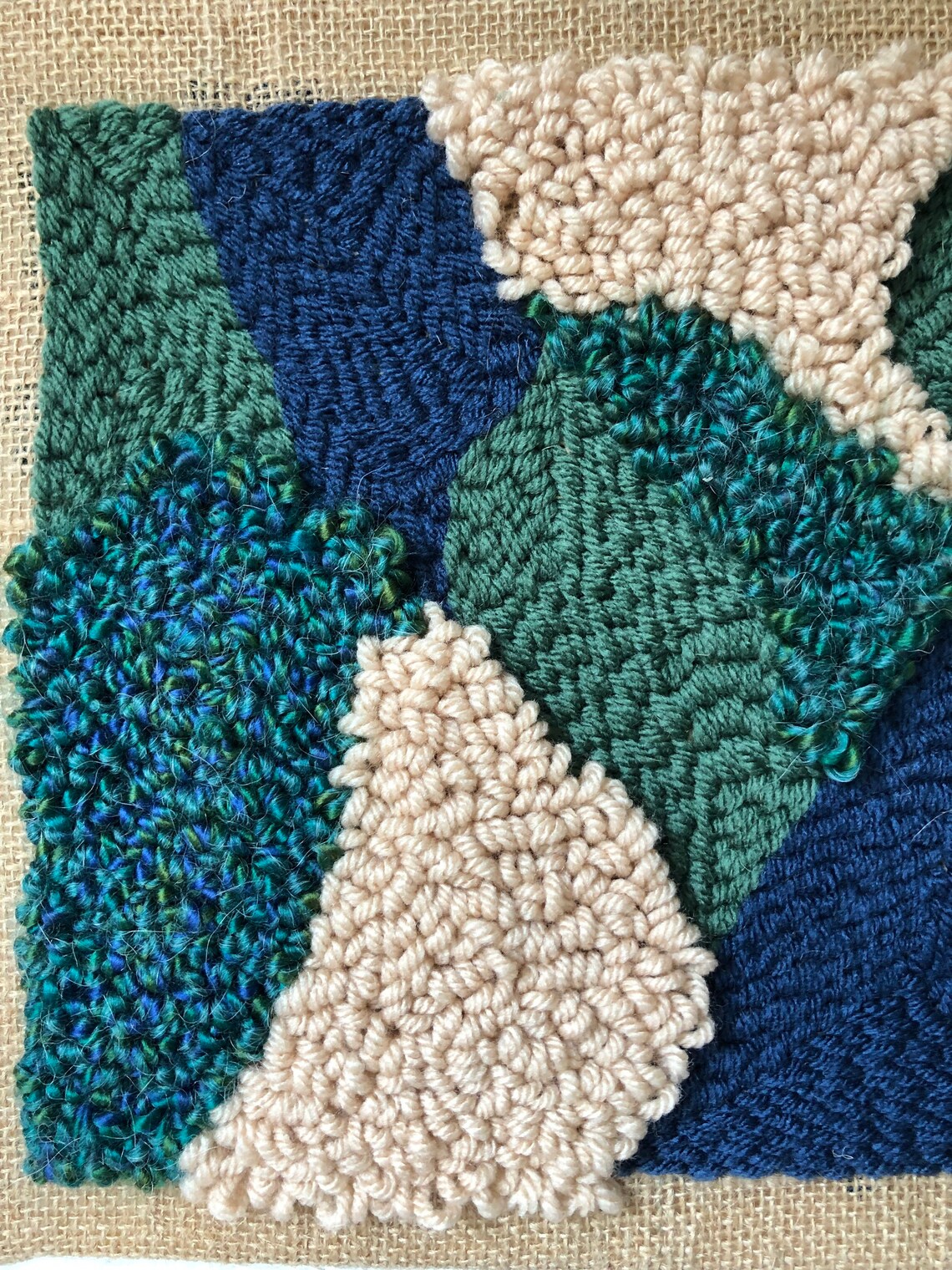 Abstract Punch Needle Fiber Art | Handmade Geometric Textile Wall ...