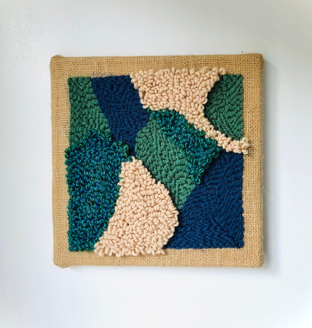 Abstract Punch Needle Fiber Art | Handmade Geometric Textile Wall ...
