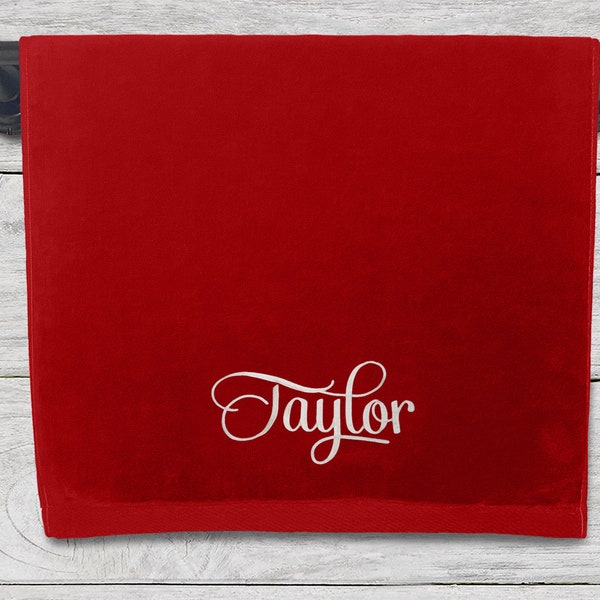 Personalized Hand Towel Red, Monogrammed Hand Towel, Size 16" X 26", Custom Embroidered Towel for Bathroom, Kitchen and Gym