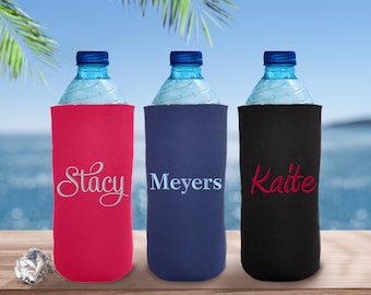 Personalized Water Bottle Cozies | Custom Water Bottle Koolie | Embroidered Bottle Cooler | Monogrammed Water Bottle Sleeve