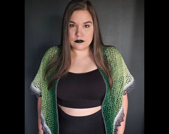 Lilith Shawl (green to gray)