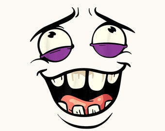 Funny Grimace Face Cartoon Laughing Face Expression Humor Digital PNG