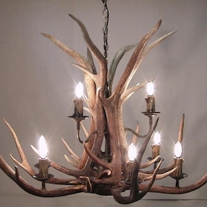 47-49&quot; Dia. 10 Lights Elk Antler Chandelier  (27-29&quot; Height)