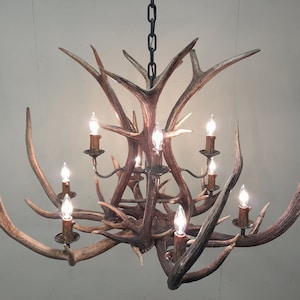 47-49&quot; Dia. 10 Lights Elk Antler Chandelier  (27-29&quot; Height)