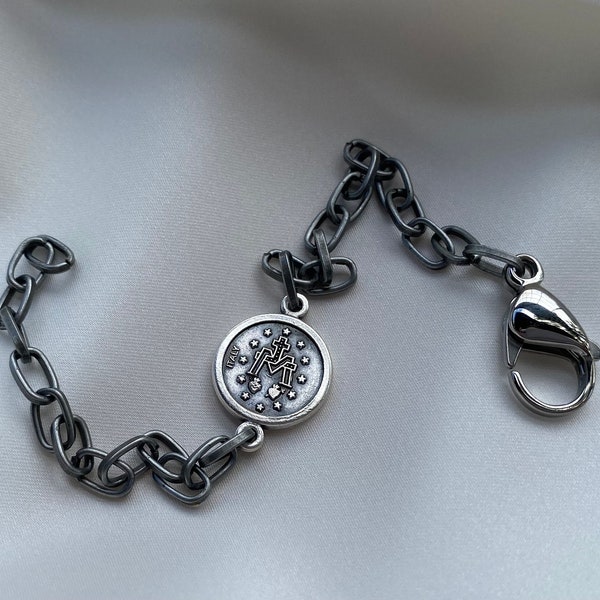 Klassische Marienkette - St. Louis de Montfort, Maximilian Kolbe Marienweihe; Miraculous Medal Armband, Unisex mit großem Karabiner