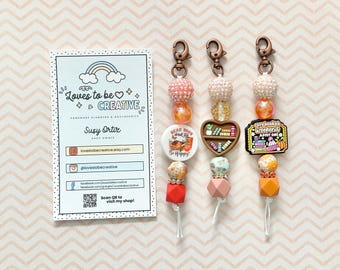 Silicone Keychains, Kindle Accessories, Book Keychains, Beaded Keychains, Kindle Keychain