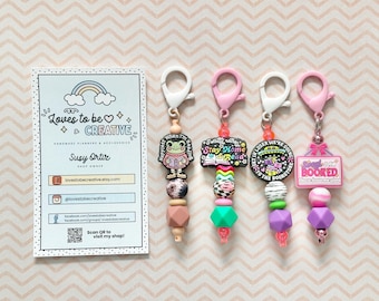 Silicone Keychains, Kindle Accessories, Book Keychains, Beaded Keychains, Kindle Keychain
