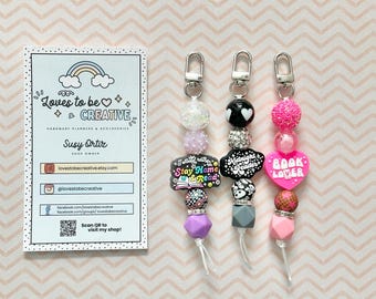 Silicone Keychains, Kindle Accessories, Book Keychains, Beaded Keychains, Kindle Keychain