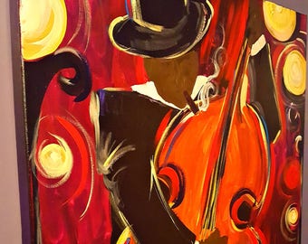 New Orleans Bass Player | Original New Orleans Painting