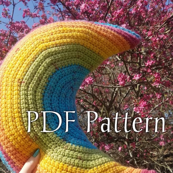 PDF Download for Crochet Crescent Dreams Moon Throw Pillow, Pattern and Picture Tutorial