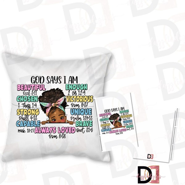 Empowering Little Girls - ‘God Says I Am’ Affirmation Pillow & Notebook Set