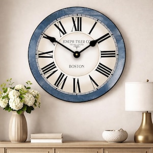 Carolina Blue Wall Clock (Non distressed), 8 sizes to choose, Made in USA, Lifetime Warranty, Very QUIET, Free Personalization