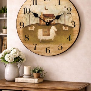 Americana Wall Clock, 8 sizes!!, EXTRA quiet mechanism, lifetime warranty, optional to add your words, large wall clock