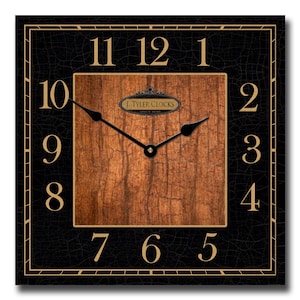 Black & Wood Square Wall Clock 2