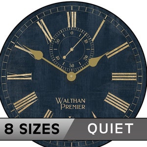 Navy Alston Walthan clock , 8 sizes!!, EXTRA quiet mechanism, lifetime warranty, optional to add your words, Navy large wall clock