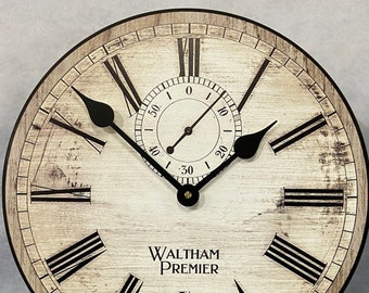 Alston Walthan clock, 8 sizes!!, EXTRA quiet mechanism, lifetime warranty, optional to add your words, large wall clock