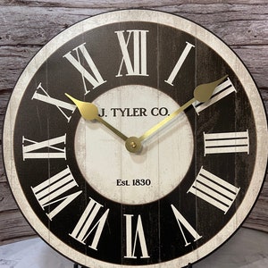 Classic Ivory and Black Wall Clock, 8 sizes!!, EXTRA quiet mechanism, lifetime warranty, optional to add your words, large wall clock