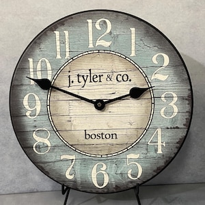 Boston Harbor Blue Wall Clock, 8 sizes!!, EXTRA quiet mechanism, lifetime warranty, optional to add your words, large wall clock