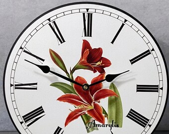 Amarylis Wall Clock, 8 sizes to choose, Made in USA, Lifetime Warranty, Very QUIET