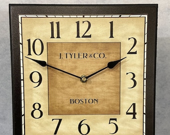 Waterford Square Wall Clock, large wall clock, Choose from 5 sizes. extra QUIET mechanism, LIFETIME Warranty, We can add YOUR words.