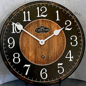 Black & Wood 2 Wall Clock, 8 sizes to choose, Made in USA, Lifetime Warranty, Very QUIET, Free to customize