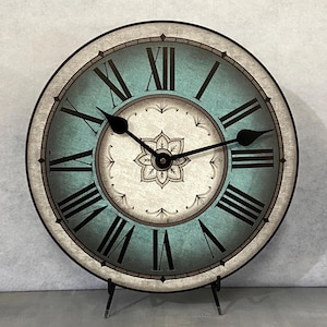 Charlotte Teal & Gray Wall Clock, 8 sizes, Lifetime Warranty, Quiet, Non-Ticking, Made in the USA