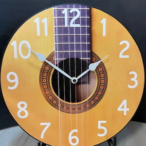 Guitar Clock Music clock , 8 sizes!!, EXTRA quiet mechanism, lifetime warranty, optional to add your words, large wall clock