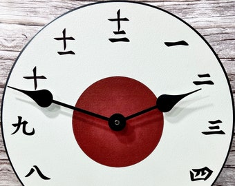 Kanji White Wall Clock, 8 sizes to choose, Made in USA, Lifetime Warranty, Very QUIET, Free to customize