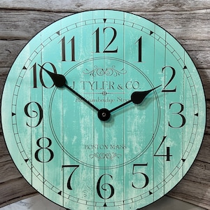 Harbor Turquoise Wall Clock, 8 sizes!!, EXTRA quiet mechanism, lifetime warranty, optional to add your words, large wall clock .