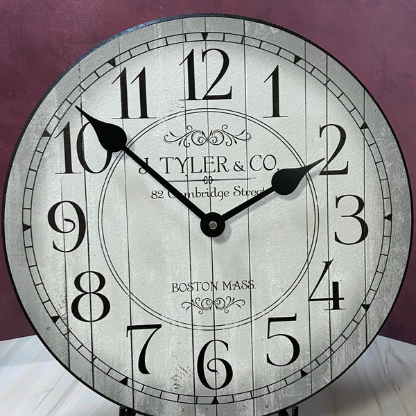 Reloj de pared Harbor Grey, 8 tamaños!!, mecanismo EXTRA silencioso, garantía de por vida, opcional para agregar sus palabras, reloj de pared grande