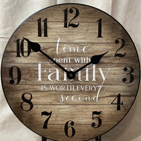 Time spent with Family is worth every second, clock, large wall clock, Choose from 8 sizes. extra QUIET mechanism