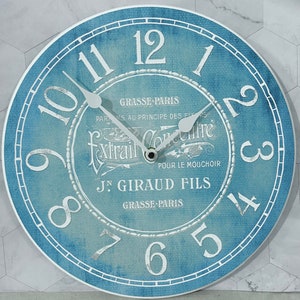 Parfum Teal Wall Clock, 8 sizes to choose, Made in USA, Lifetime Warranty, Very QUIET, Free to customize
