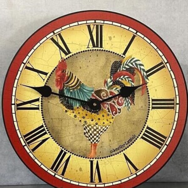 Peacock Rooster Wall Clock, 8 sizes to choose, Made in USA, Lifetime Warranty, Very QUIET, Free to customize